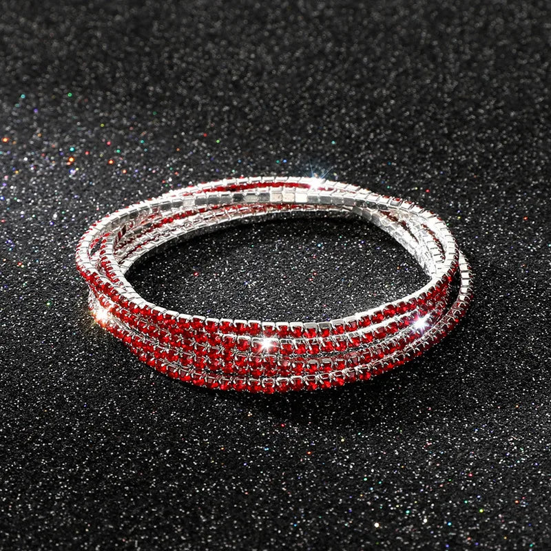Mode 5er Set Strassarmbänder Elastisch - 5 Stück Bunt