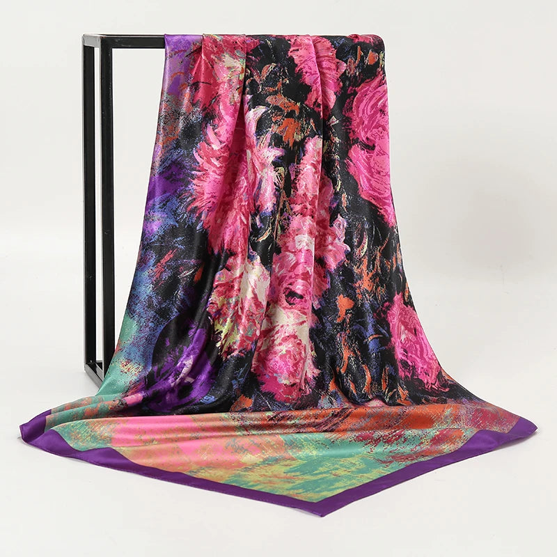 SENAIFE Satin-Schal Elegant - 90x90cm Polyester Leicht