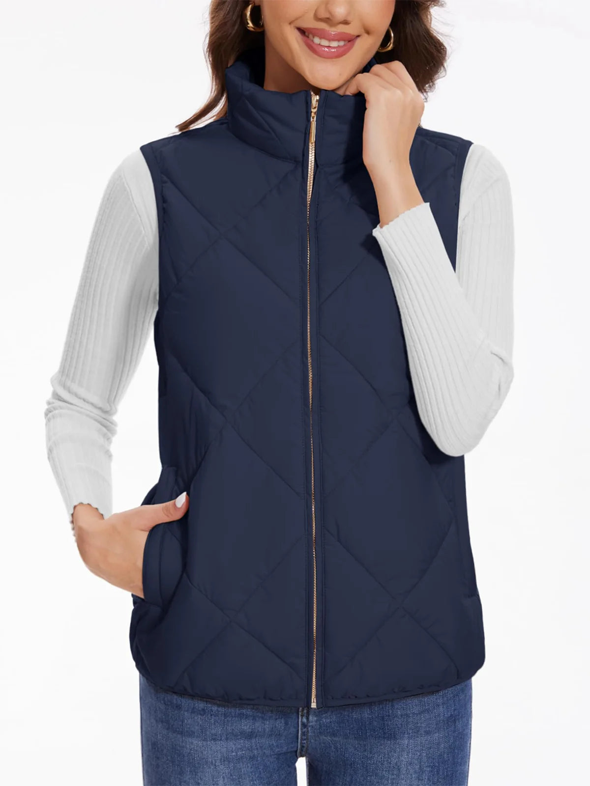 TACVASEN Steppweste Damen gefüttert - 4 Taschen, 95%