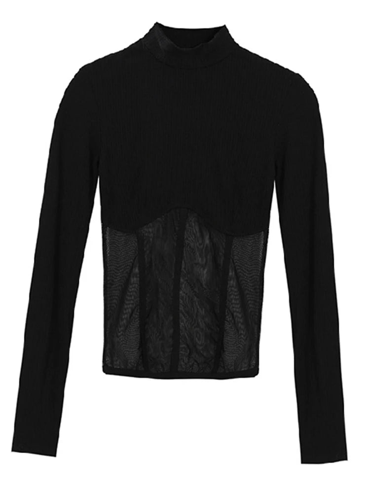 Summer Women T Shirt  Woman Clothes Long Sleeve Tops Spring Black Slim Tshirt Female Crop Top Tee elegant Skinny Y2k