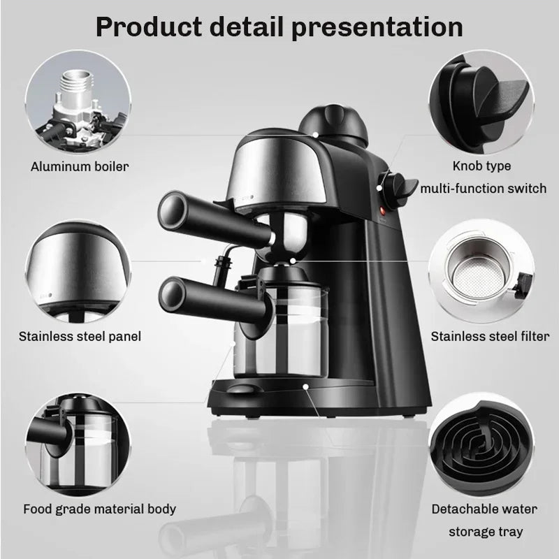 Elektrisch Italienisch Kaffeemaschine 5 Bar Professional Espresso Kaffee Maker Automatisch Semi Automatisch Espresso Cappuccino 220V EU Stecker