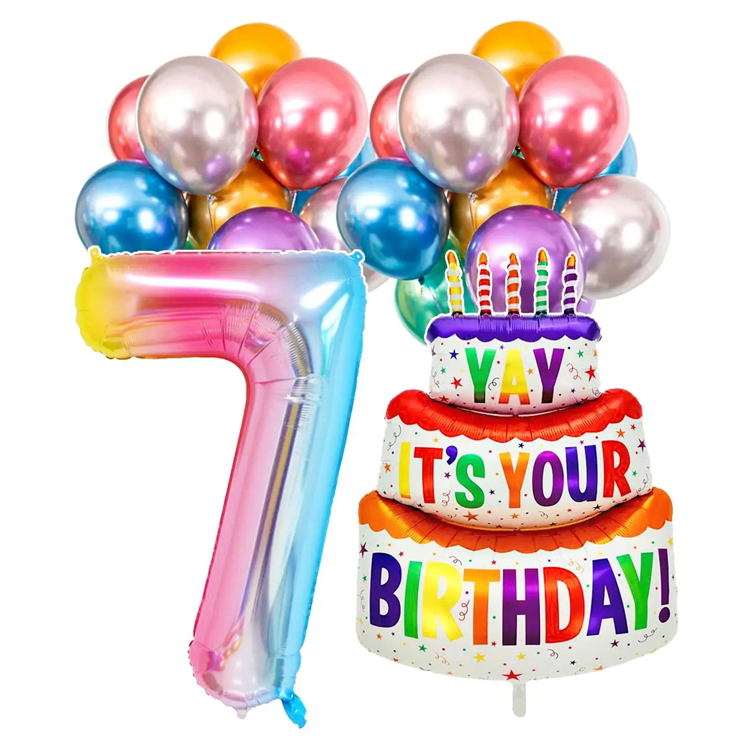 Renyuan Rainbow Zahlen Folienballons - 20er Pack 32 Zoll