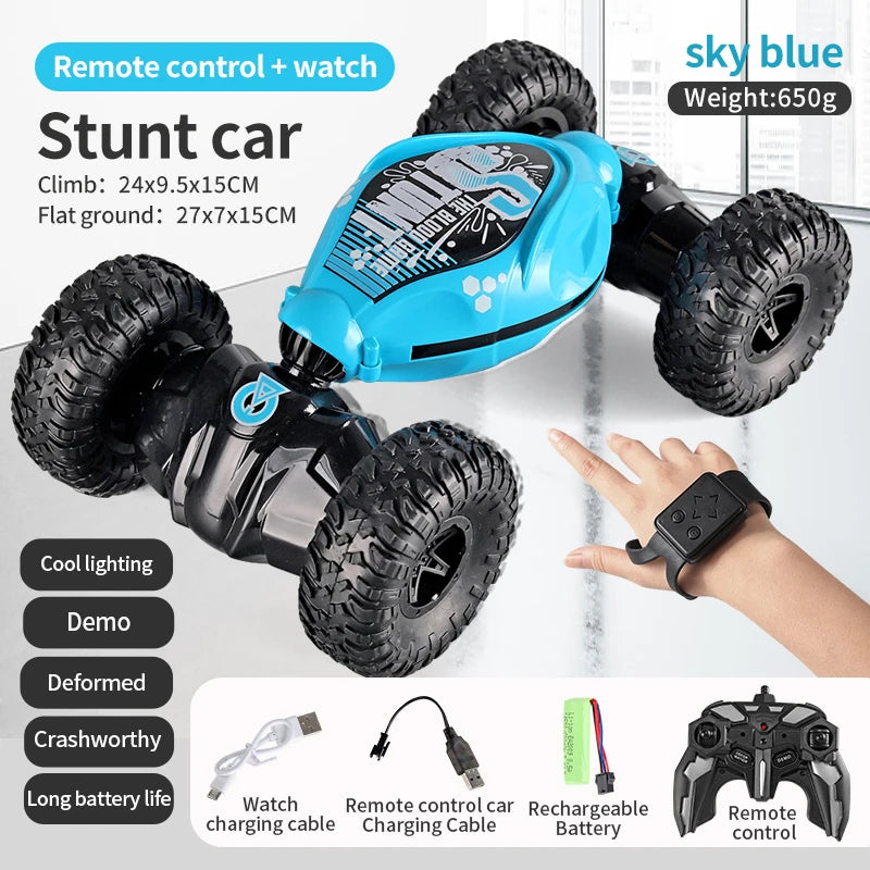 Mașină RC 4x4 cu telecomandă, cărucior cu gesturi detectabile, 1/12, RC Drift Car cu lumină LED, deformare, jucării inedite pentru copii
