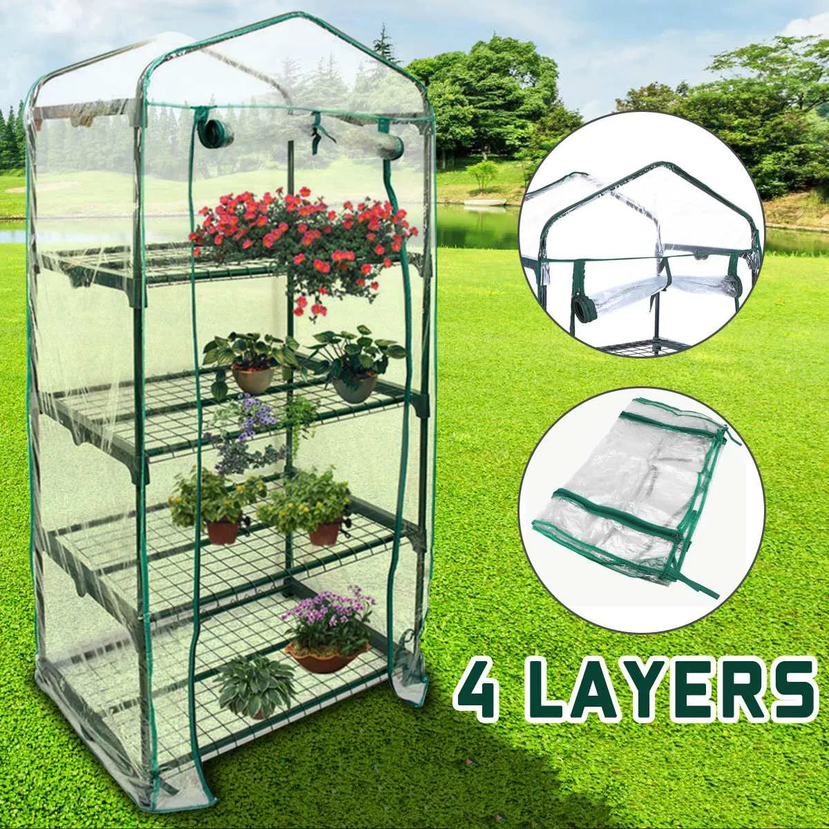 Four Floors Green Household Plant Greenhouse Mini Garden Warm Room PVC Garden Warm Room 155x69x49CM Greenhouses Dropshipping
