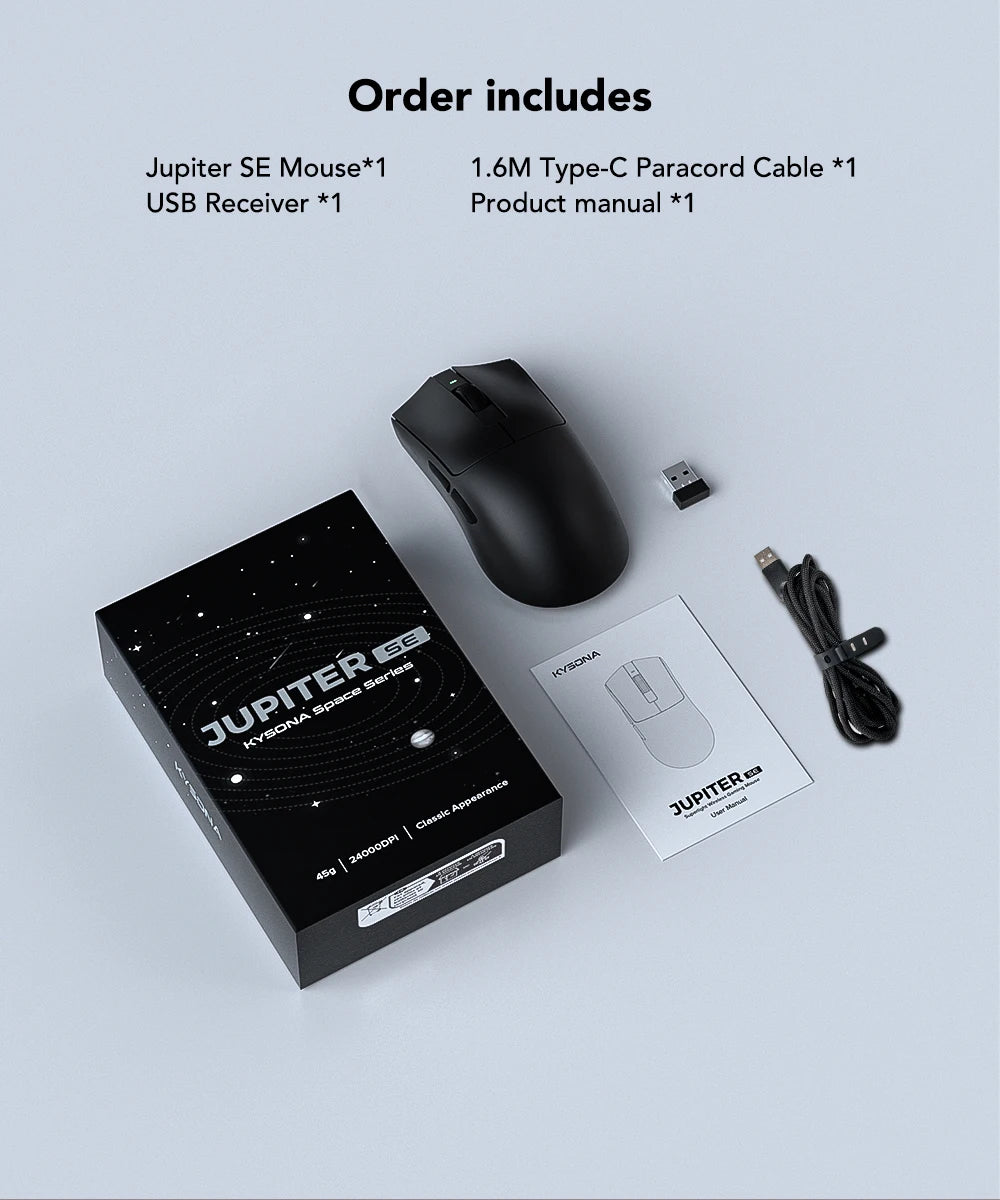 Mouse de gaming wireless Kysona Jupiter - 26000DPI 49g BT