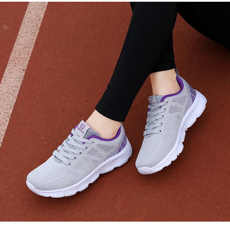 Hot Sneakers Shoes for Women Soft Flat Casual Shoes 2025 Spring Summer Light Breathable Mesh Sneakers Walking New Ladies Shoes