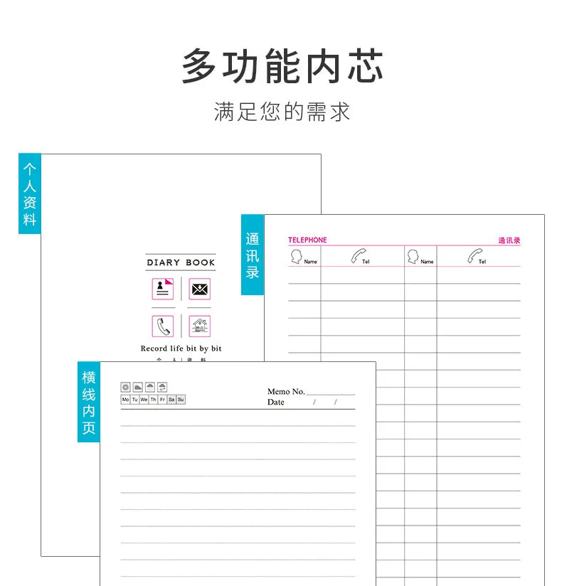 Caiet A5 din piele PU 2025 - Jurnal de afaceri, planificator, agendă, organizator, școală, birou