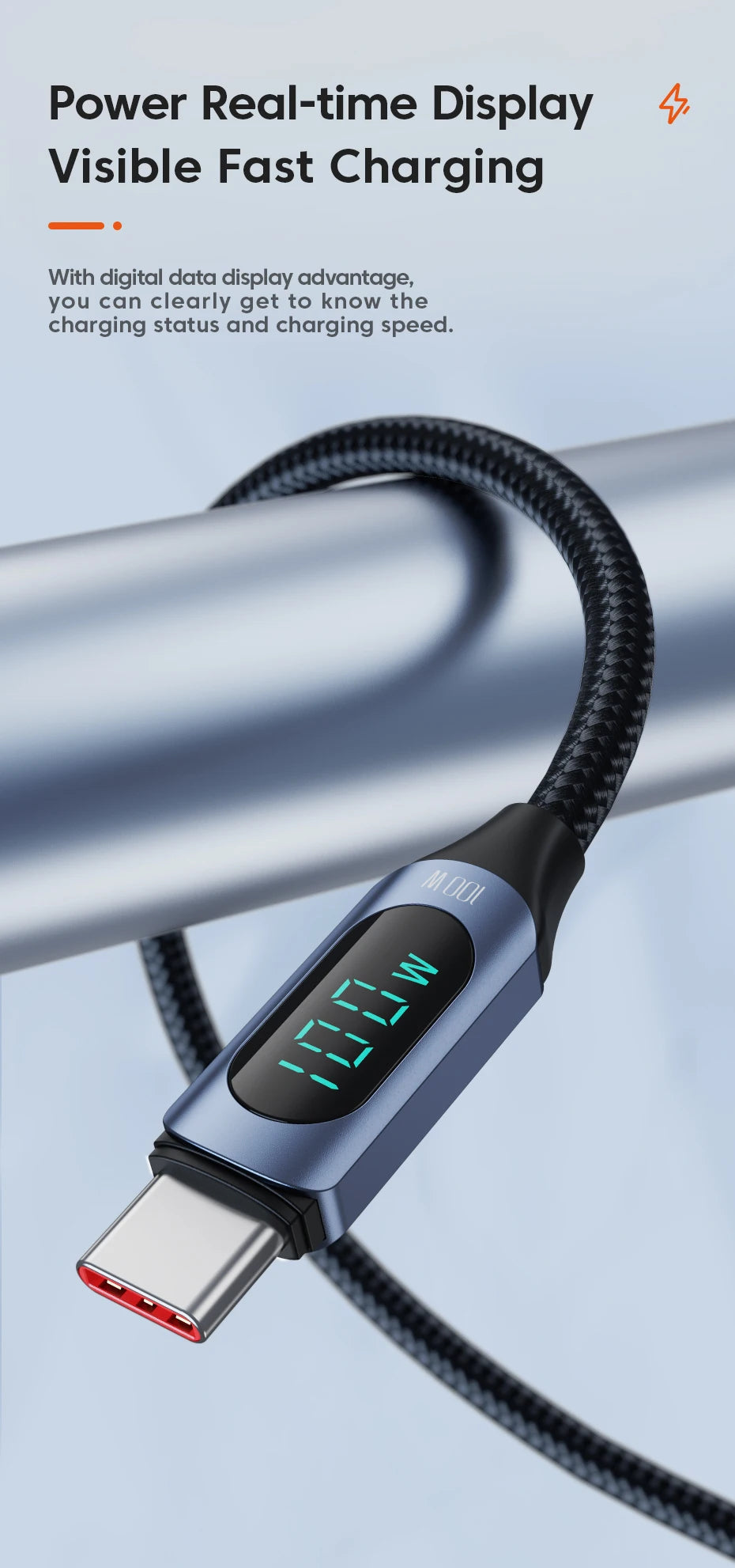 Toocki Typ-C Kabel PD 100W - 5A, USB-C zu USB-C Display