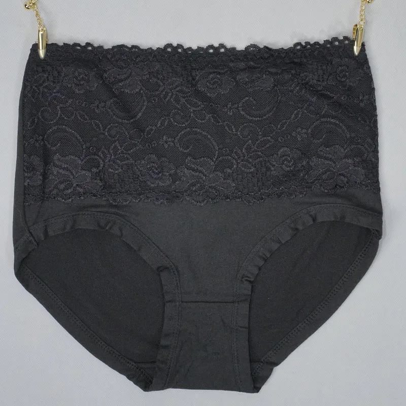 Yueyun NNK826 Dantelă - Set de 4 chiloți din poliester și spandex, talie înaltă