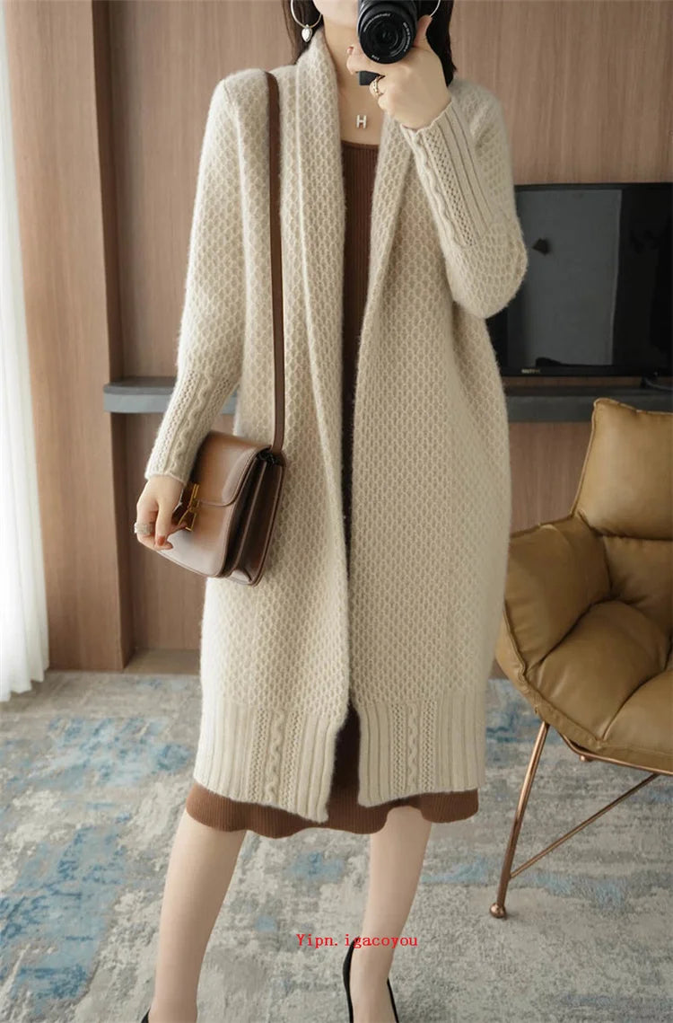 Yipn.igacoyou Cardigan Strickjacke Locker - Länge 66 cm Größe S-XL