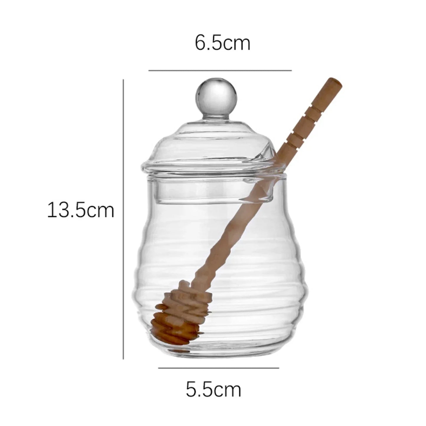Glass Honey Pot Jar Kitchen Tools Honey Storage Container with Dipper and Lid Honey Bottle for Wedding Party Office Kitchen Home - Golden Bridge Store