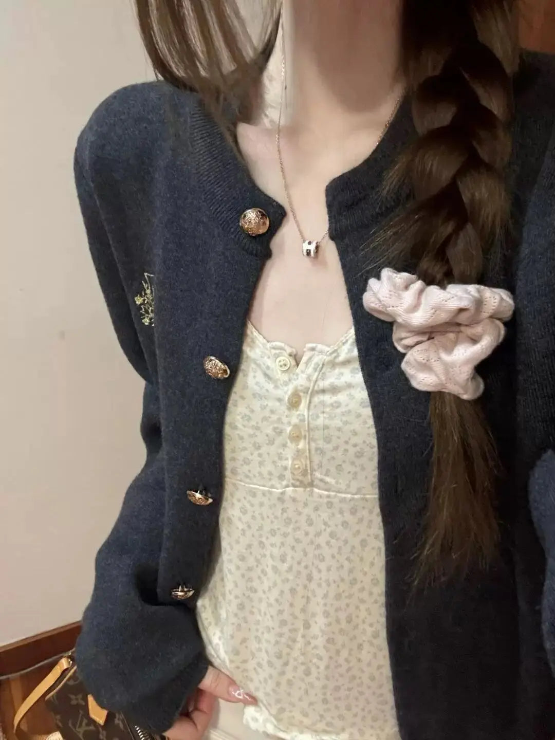 CN Guangdong Cardigan Locker Kurz Grau O-Neck Damen - Größe 4-16 Zoll, Polyester, Weich