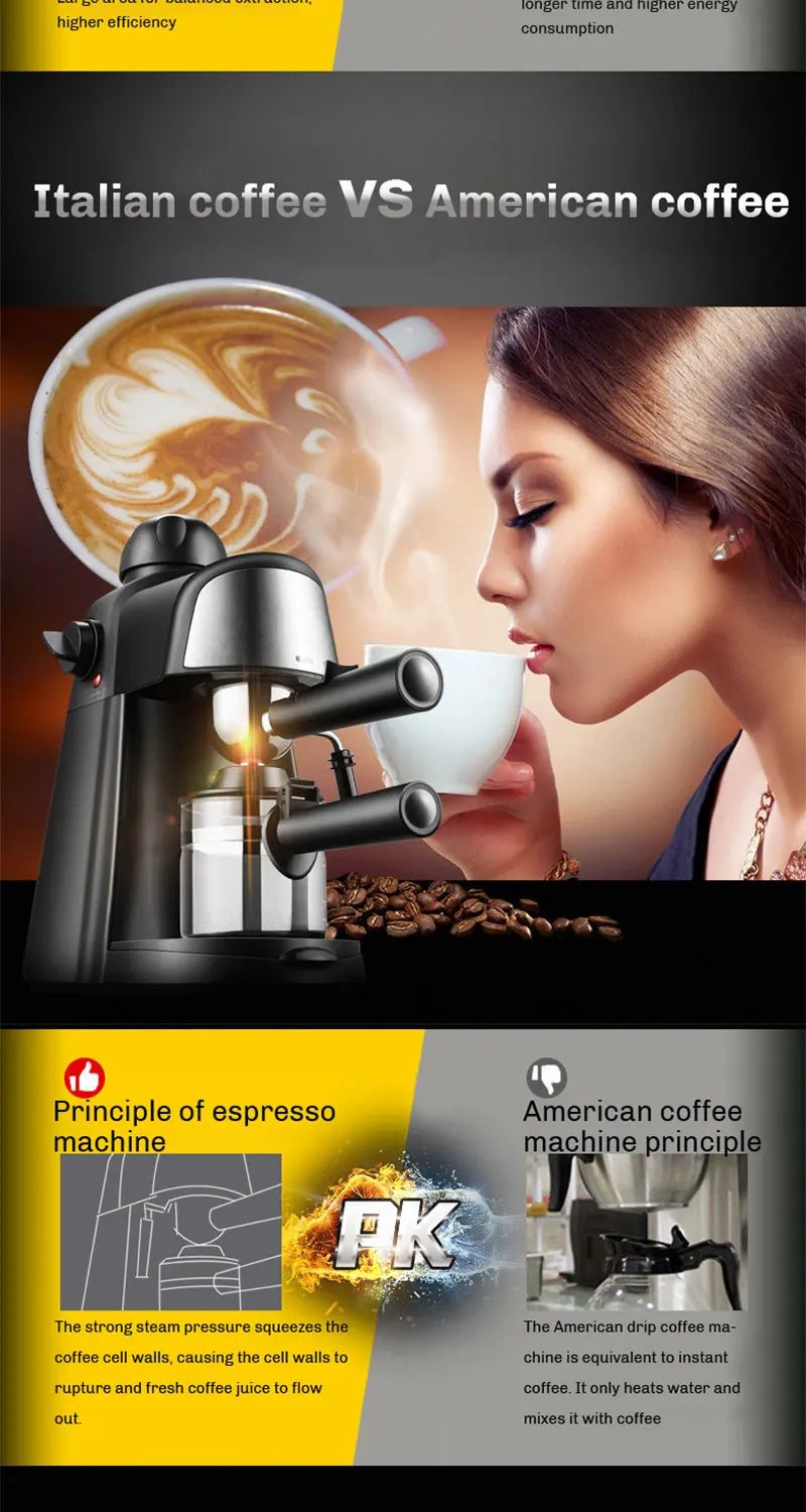 Elektrisch Italienisch Kaffeemaschine 5 Bar Professional Espresso Kaffee Maker Automatisch Semi Automatisch Espresso Cappuccino 220V EU Stecker