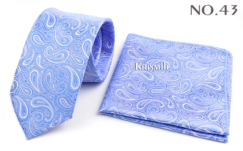 Novelty Paisley Tie Pocket Square Set For Men Skinny Slim 6cm Necktie Fit Business Wedding Party Stage Host Daily Wear Accessory