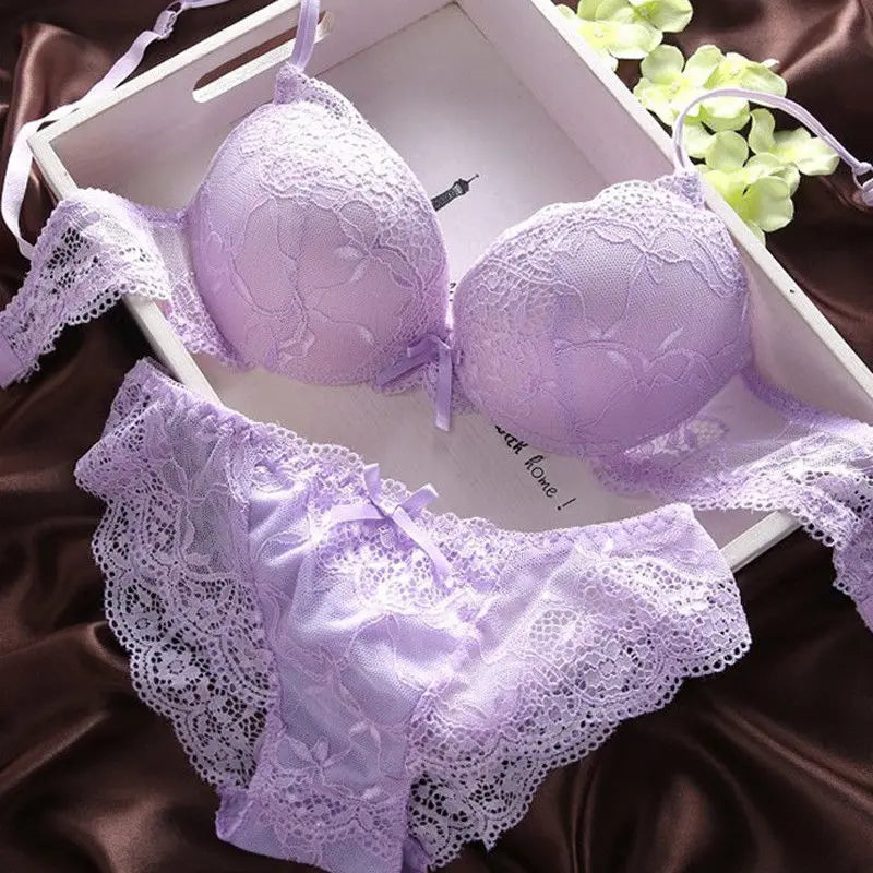 HIRIGIN Newest Womens Push Up Embroidery elegant Lace Floral Bra Sets Panties Underwear 5 Colors