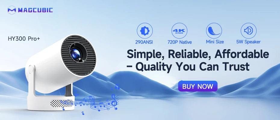 Proiector Magcubic HY300 Pro 4K Android 11 Dual Wifi6 260ANSI Allwinner H713 BT5.0 1080P 1280*720P Proiector Home Cinema pentru exterior