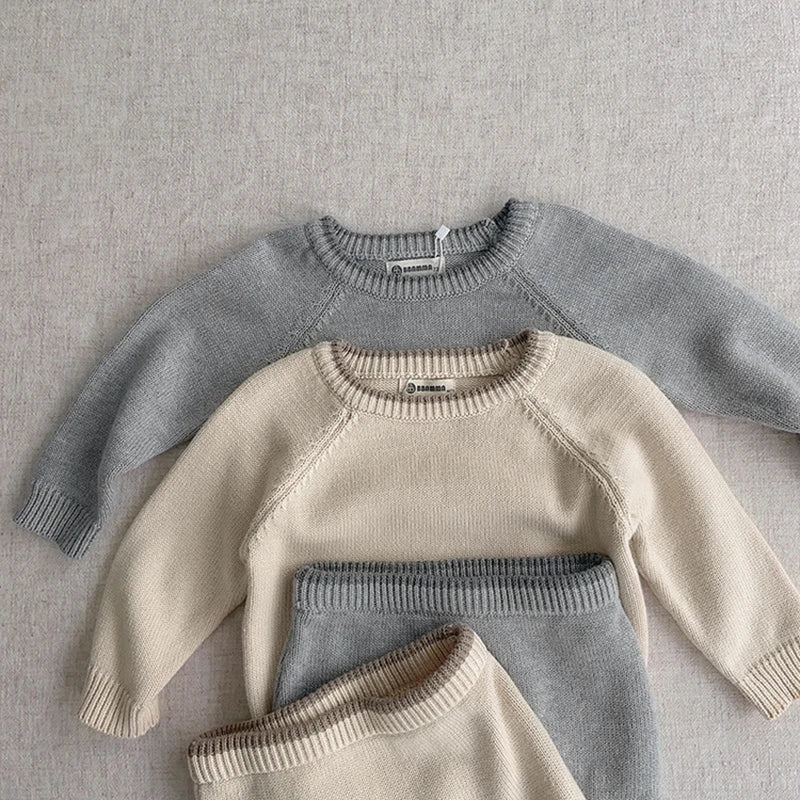 KoreanKnit BabySet Langarm - Größe 1-3J, Gestrickt, Shorts