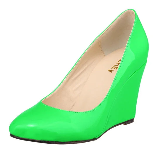 Women Wedges High Heels Pumps Shoes Elegant Spring Casual White Nude Platform Heeled Office Party Wedding Shoes Large Size 42