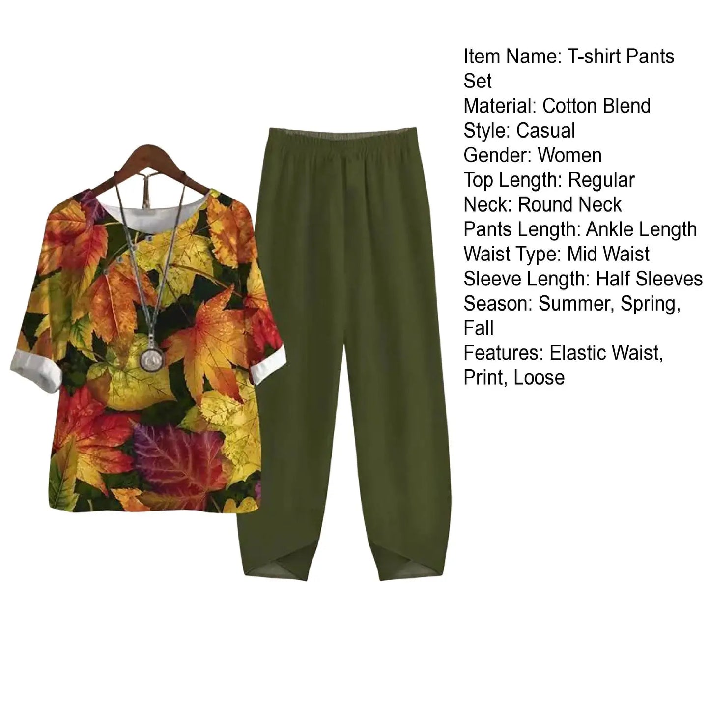 Elegant  Women Outfit Breathable Flower Pattern Blouse Trousers Half Sleeves Soft Blouse Pants Spring Clothes