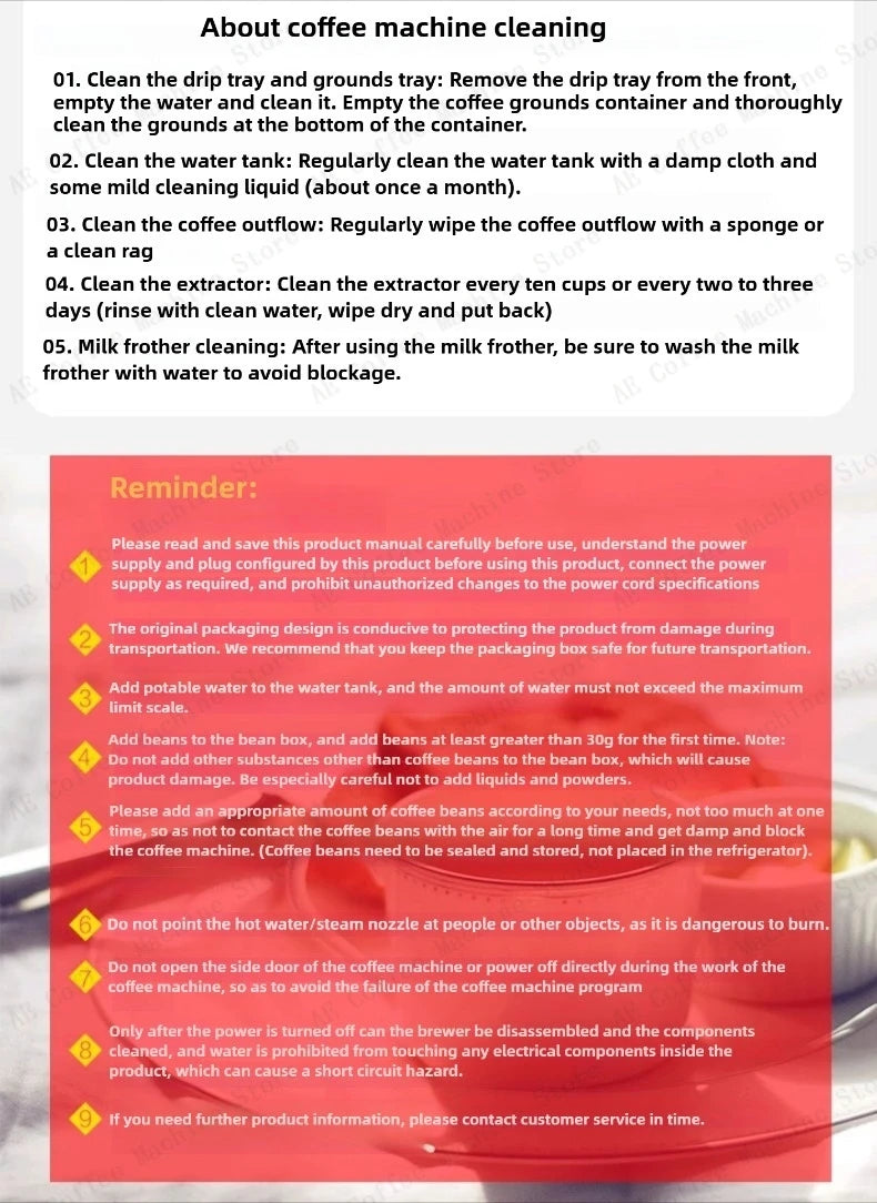 Fully Automatic Coffee Machine Smart Touch Screen Integrated Grinder Coffee Machine Multi-function Household Coffee Machine