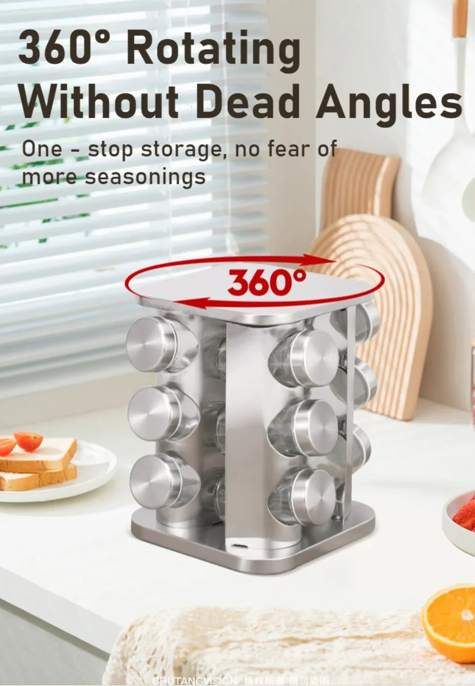 Choice Drehregal 360 Grad Drehbar - Edelstahl Groß Kompakt