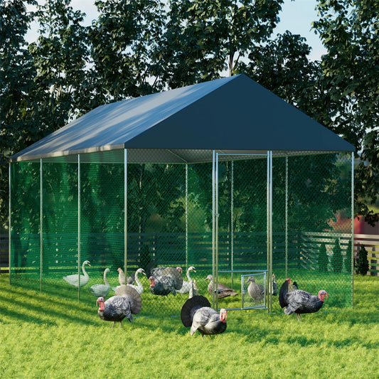 XXL XL Large Outdoor Chicken Run Coop Heavy Duty Walk-In Chicken Coop Run Cage Duck Goose Pen Fence with Lockable Door