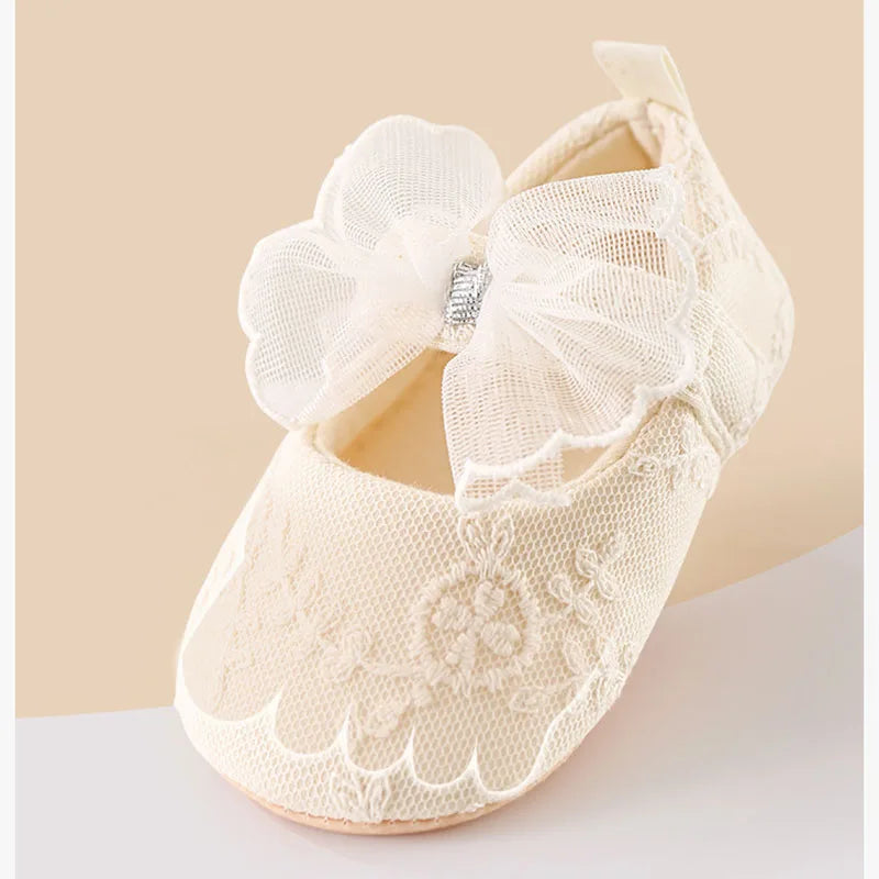 Sommer Baby Lauflernschuhe 2025 - 0-18M Mädchen Bestickte Mesh Schuhe - Kleinkind Schleife Weiche Sohle Stoffschuhe