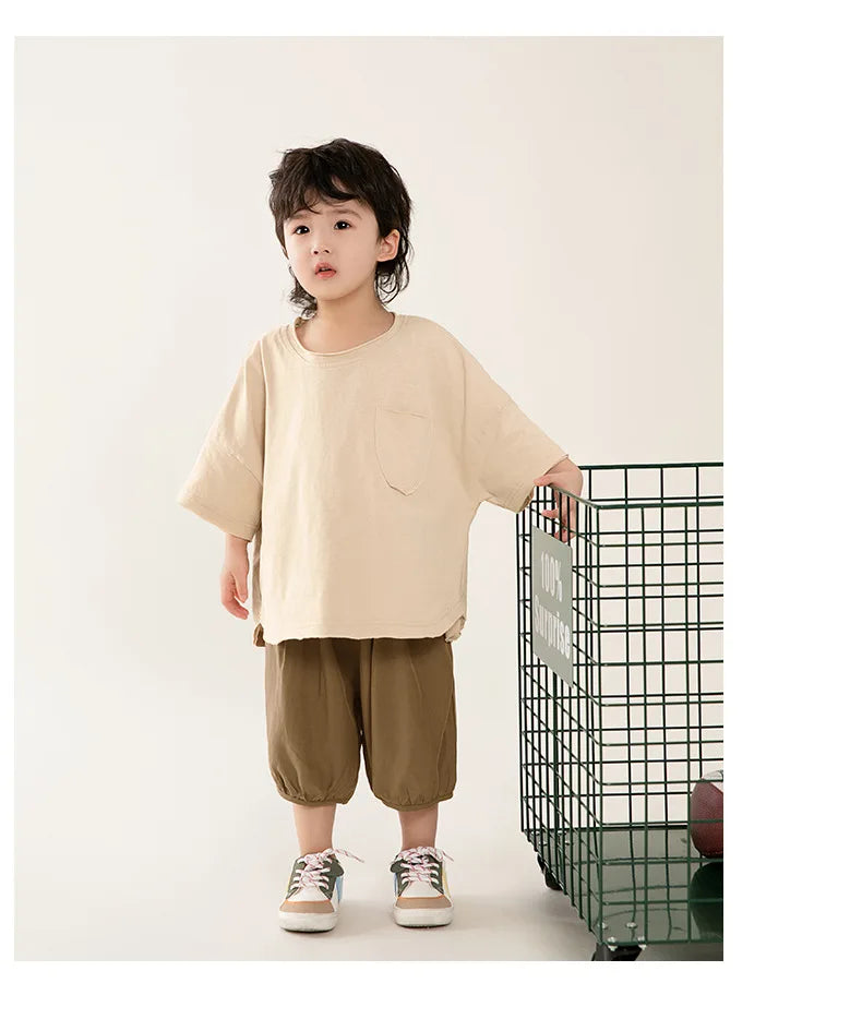 Jungen-T-Shirt 2025: Korean-Style Rundhals - Minimalist Premium Collection