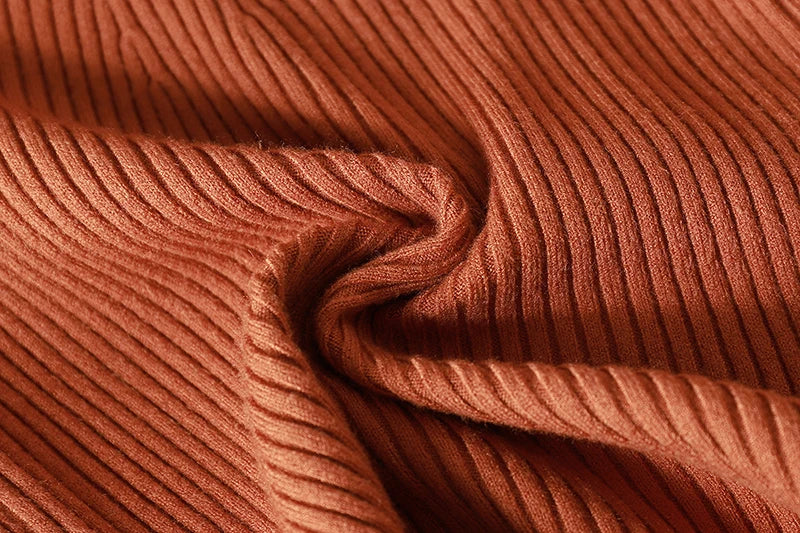 Pulover Livia cu guler înalt slim, cu nervuri - S-XL, mânecă lungă