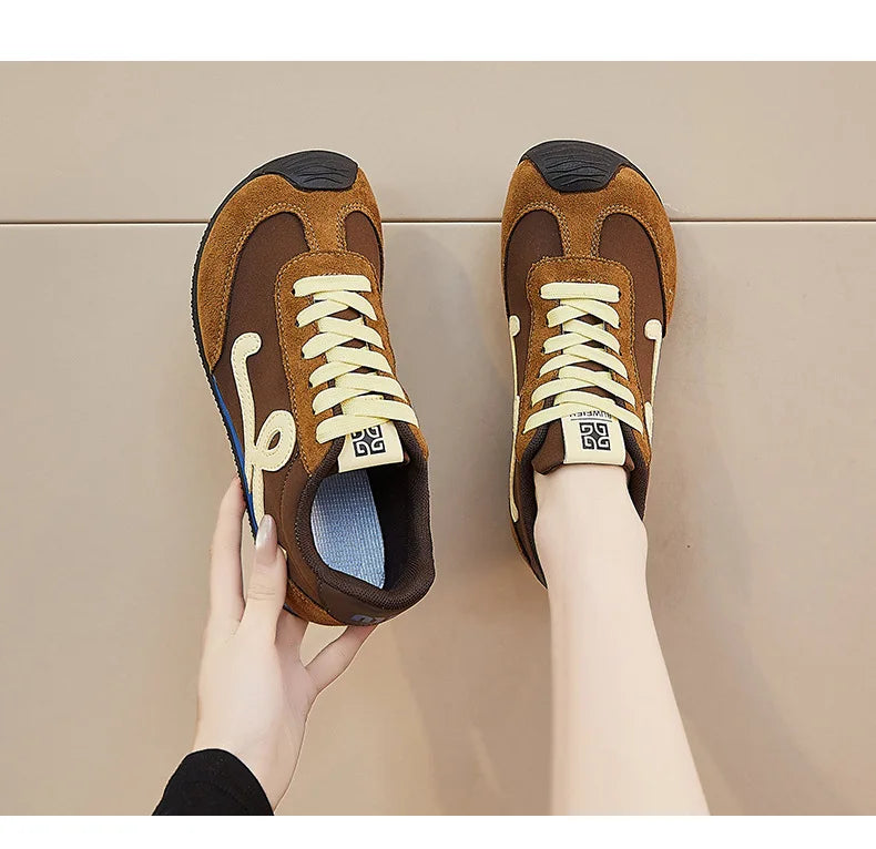 New Fashion Women's Shoes 2025 Spring Autumn Platforms Sneakers Comfortable Flat Shoes Lace-up Non Slip Casual Vulcanized Shoes