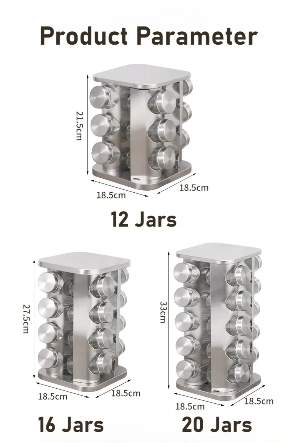 Choice Drehregal 360 Grad Drehbar - Edelstahl Groß Kompakt