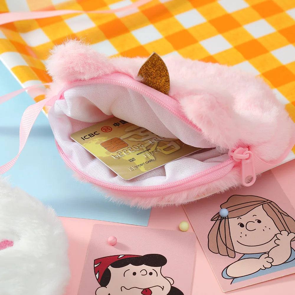 Children's Bag Unicorn Crossbody Bag Baby Girls Bag Plush Shoulder Bag Girls Round Cute Coin Purse Kids Gifts