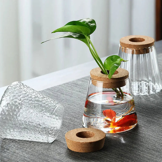 Mini Hydroponic Flower Pot Home Vase Decor Transparent Glass Soilless Plant Pots Tabletop Garden Pots Planters Home Decoration - Golden Bridge Store
