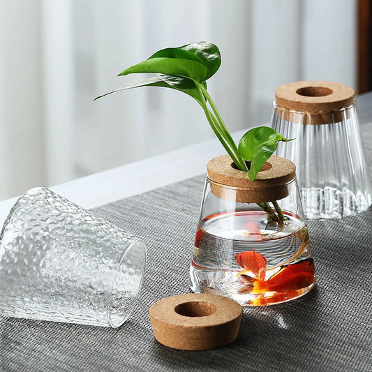 Mini Hydroponic Flower Pot Home Vase Decor Transparent Glass Soilless Plant Pots Tabletop Garden Pots Planters Home Decoration