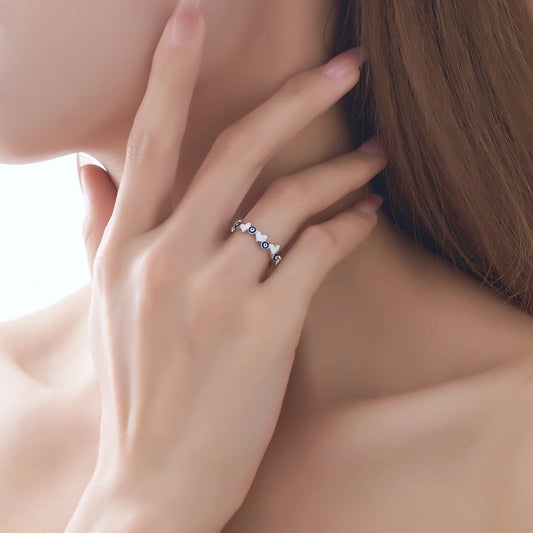 JIUHAO Ring Doppel Lagen Herz Romantisch - 925 Silber