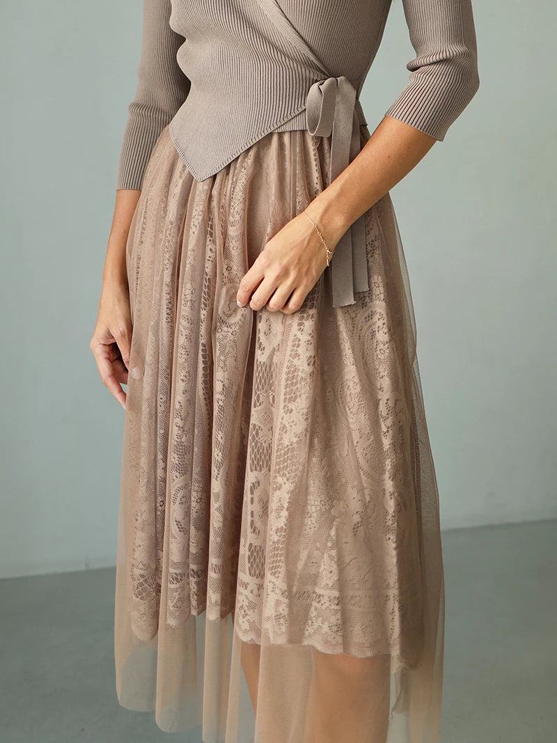 Set rochie tricotată Ropa De Comoda - Mărime normală, Lungime până la jumătatea gambei, Conținut material 31-50%