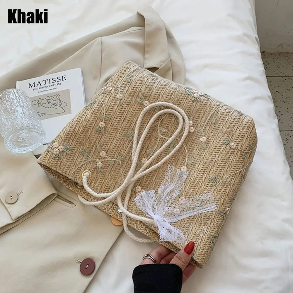 Beach Woven Large Capacity Tote Shoulder Bag Handbags Straw Bags