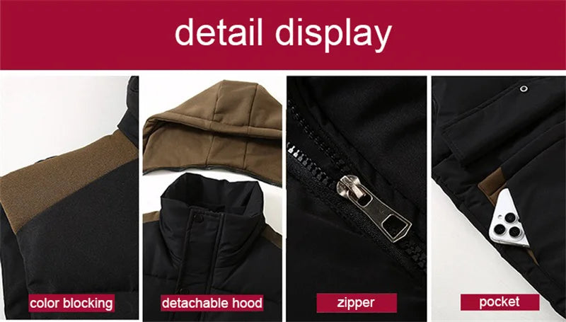 Fujian Herren-Weste abnehmbar Kapuze - Baumwolle, warm, L