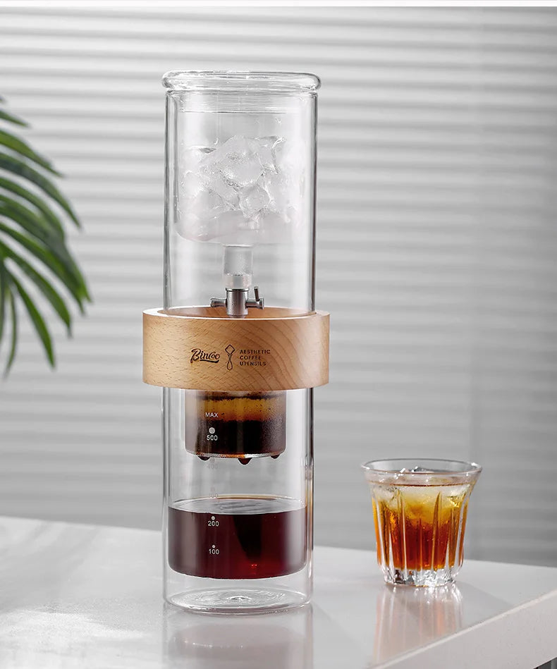 Glass Ice Drip Cold Brew Coffee Pot Portable Ice Cold Drinking Coffee Maker Home Kitchen Use Pour Over Kettle Removable Cleaning