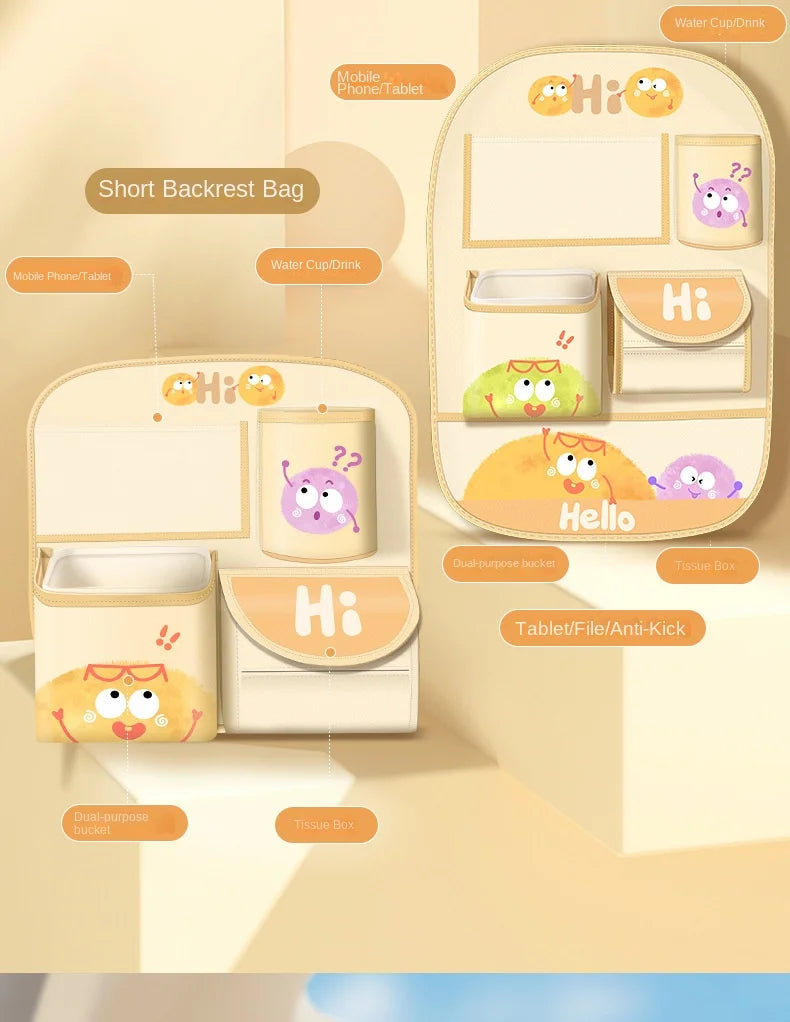 Car Storage Hanging Bag for Car Interior Multi-Functional Car Seat Back Organizer Rear Seat Tissue Box Trash Can Storage Box