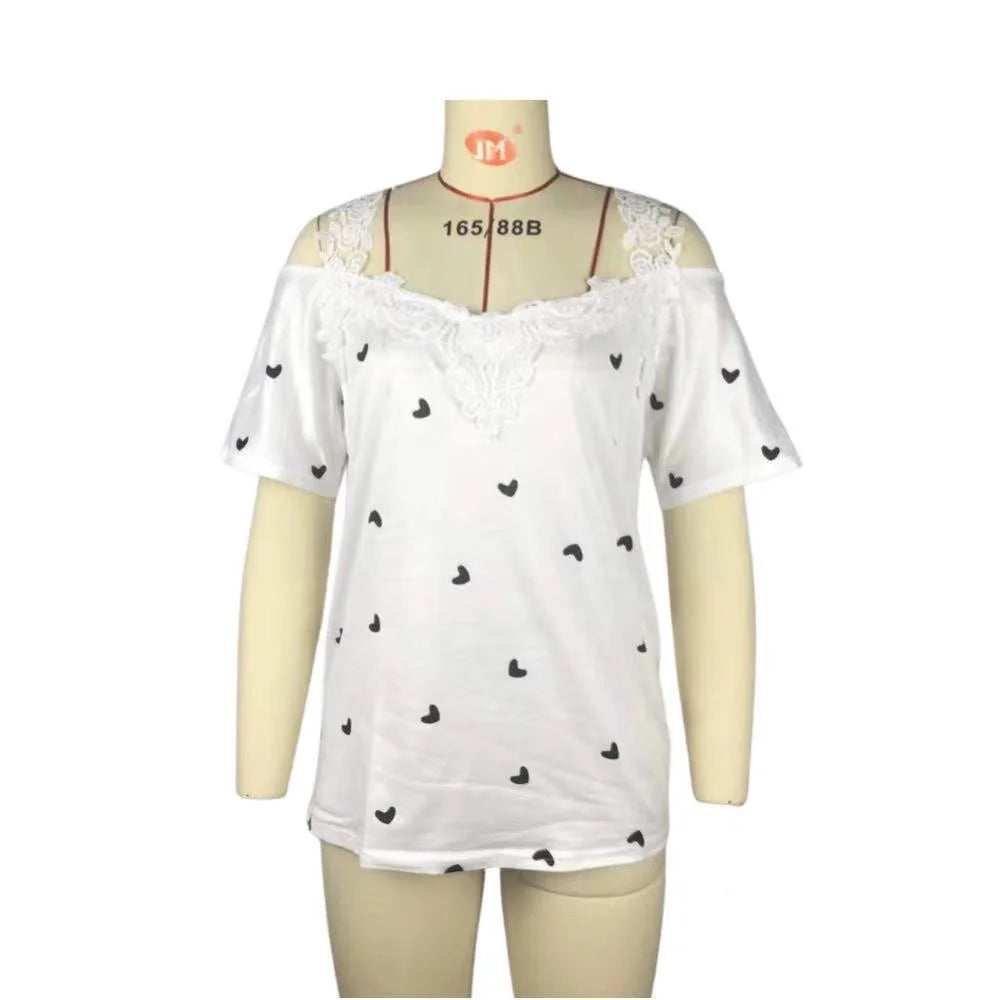 INPETAL T-Shirt V-Ausschnitt Bestickt - Polyester S-3XL