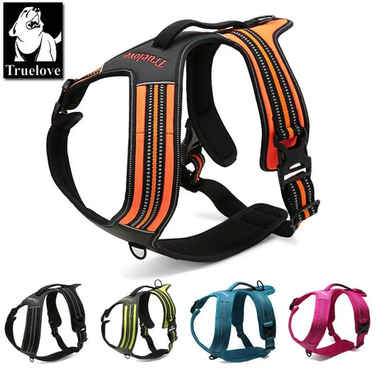 Truelove Sport Nylon Reflektierend: No Pull Hund Geschirr 3M Outdoor Abenteuer - Haustier Weste Griff XS-XL Gepolstert Schnell Lösbar 5 Farben