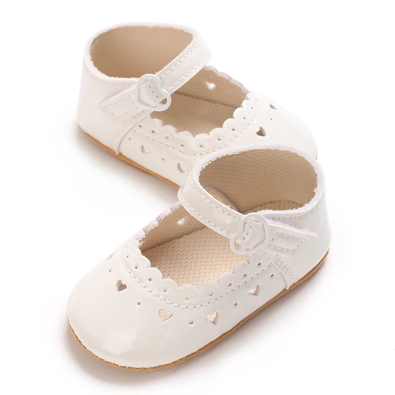 Einfarbige Baby Mädchen Mary Jane Schuhe 2025 - Weiche Gummisohle Anti-Rutsch - Frühling Herbst Prinzessin Schuhe 0-18M