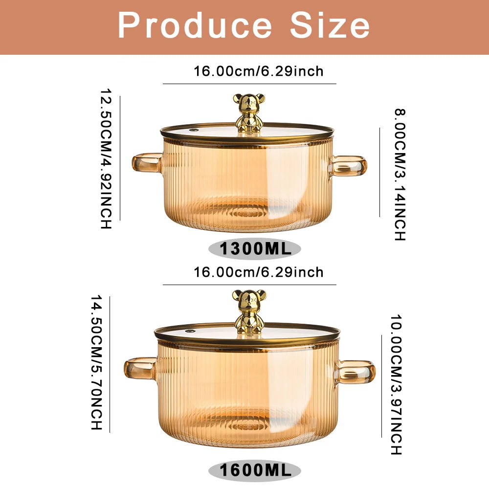 Choice Glas Kochtopf Transparent - 1500ml Induktion Deckel