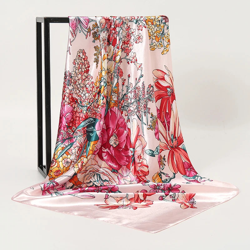 SENAIFE Satin-Schal Elegant - 90x90cm Polyester Leicht