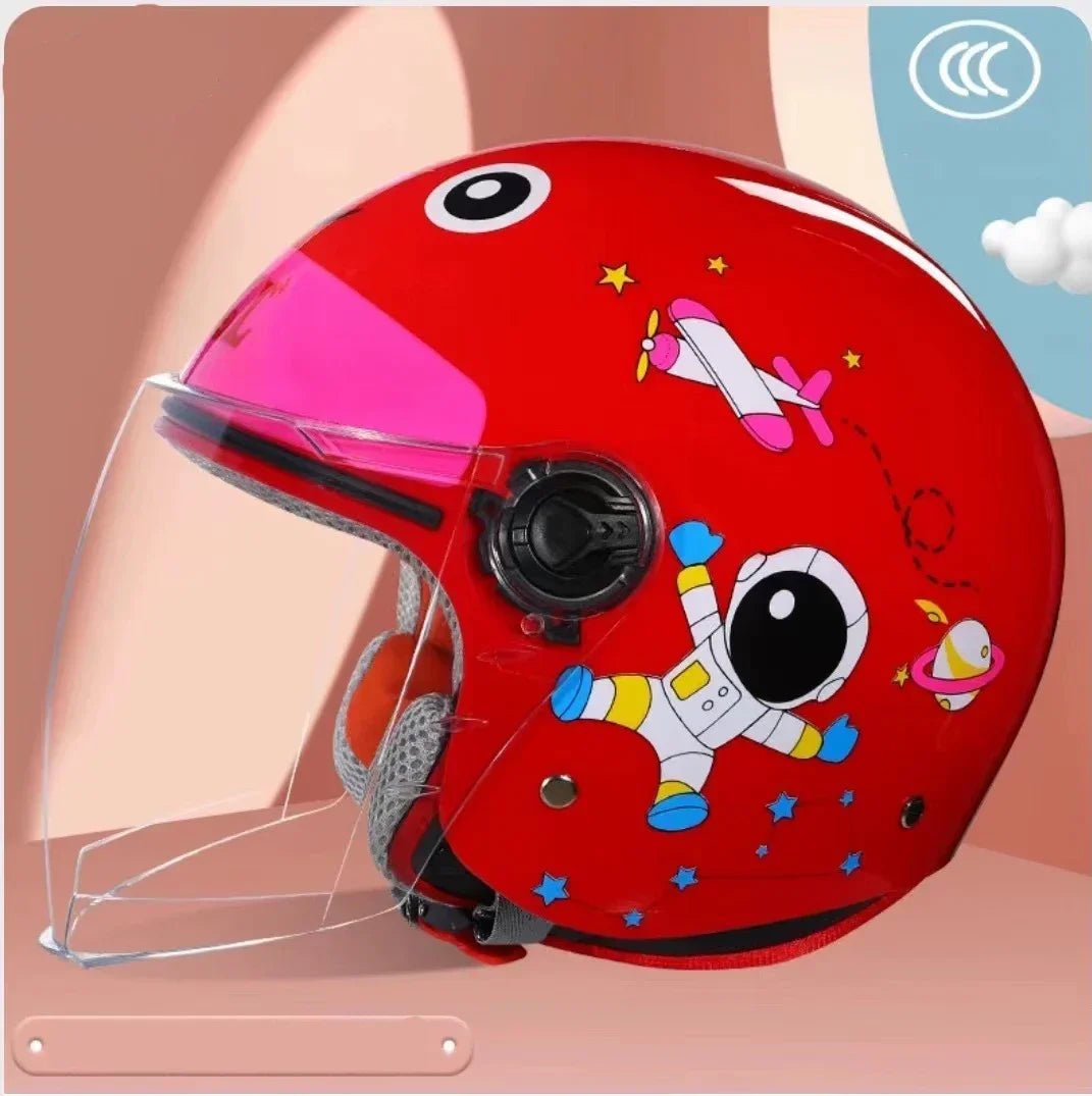 Children Cartoon Cute four seasons Motorcycle helmets Open face electric car bike child helmet for kids boy girl unicorn DOT