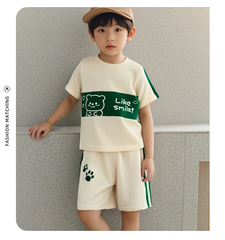 Seturi pentru copii Haine pentru copii Băieți și Fete Top + pantaloni scurți 2 buc mânecă scurtă Îmbrăcăminte cu dungi pentru bebeluși Tricou pentru copii mici Treninguri Ținute la modă