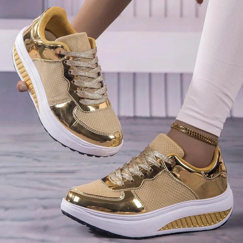 Women's Shoes Flat Anti Slip Outdoor Walking Shoes for Women Sneakers Womens Wedge Sneakers Casual Thick-soled Vulcanized Shoes