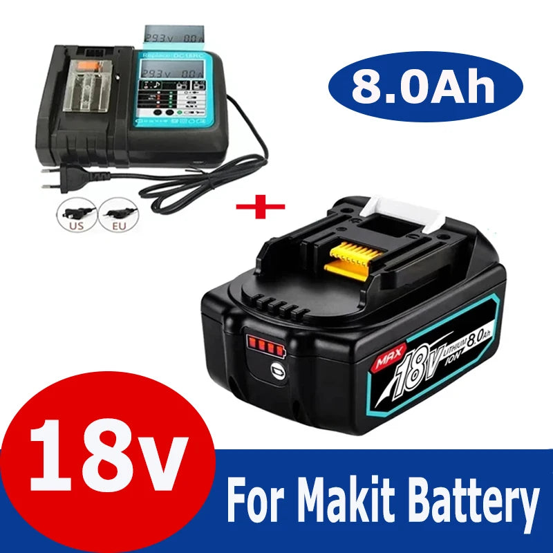 Makita 18V 8.0Ah Rechargeable Li-ion battery For Makita power tool 18 v Batteries BL1840 BL1850 BL1830 BL1860B LXT 400 + Charger