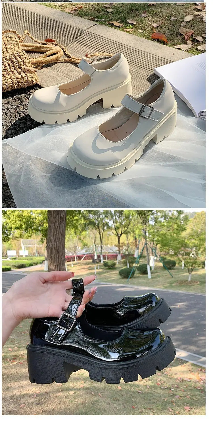 Frauen Schuhe 2025 - Neue Mädchen Lolita Schuhe Leder Herz Knöchel - Mary Jane Schuhe Süß Sexy Retro British Style